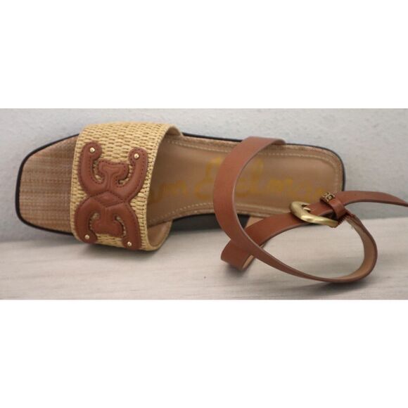 Sam Edelman Women's Sz 8.5M Brown Raffia Leather Ilsie Strappy Flat Sandals - Picture 9 of 10